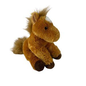 Aurora Brown Flopsy Horse Plush 10" Stuffed Animal Toy Pony White Blaze
